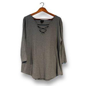 [Worthington] Ribbed Criss Cross Top